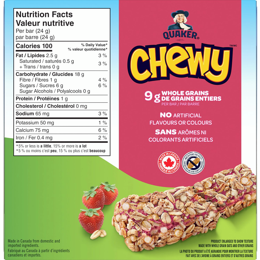 Quaker Chewy Strawberry Fruit Crumble, 5 Granola Bars, 120g/4.2 oz.